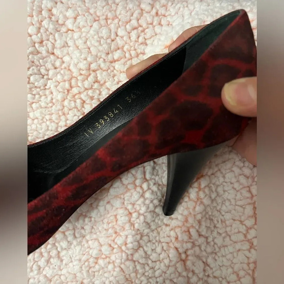 Saint Laurent red Leopard Print Pointed Pumps - Rare Luxury Statement Heels - Picture 10 of 13